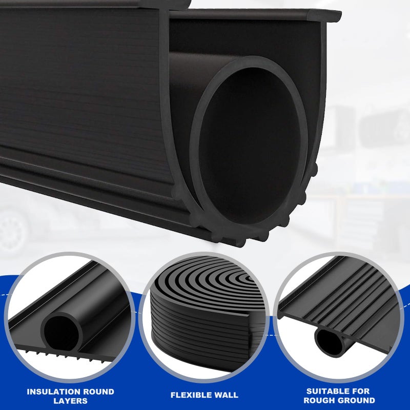 DGSL Garage Door Seals Bottom Rubber Weather Stripping Kit Seal Strip Replacement, Universal Weatherproof Threshold Buffering Sealing Rubber 5/16 Inch T Ends (16 Ft, Black) - Image 2